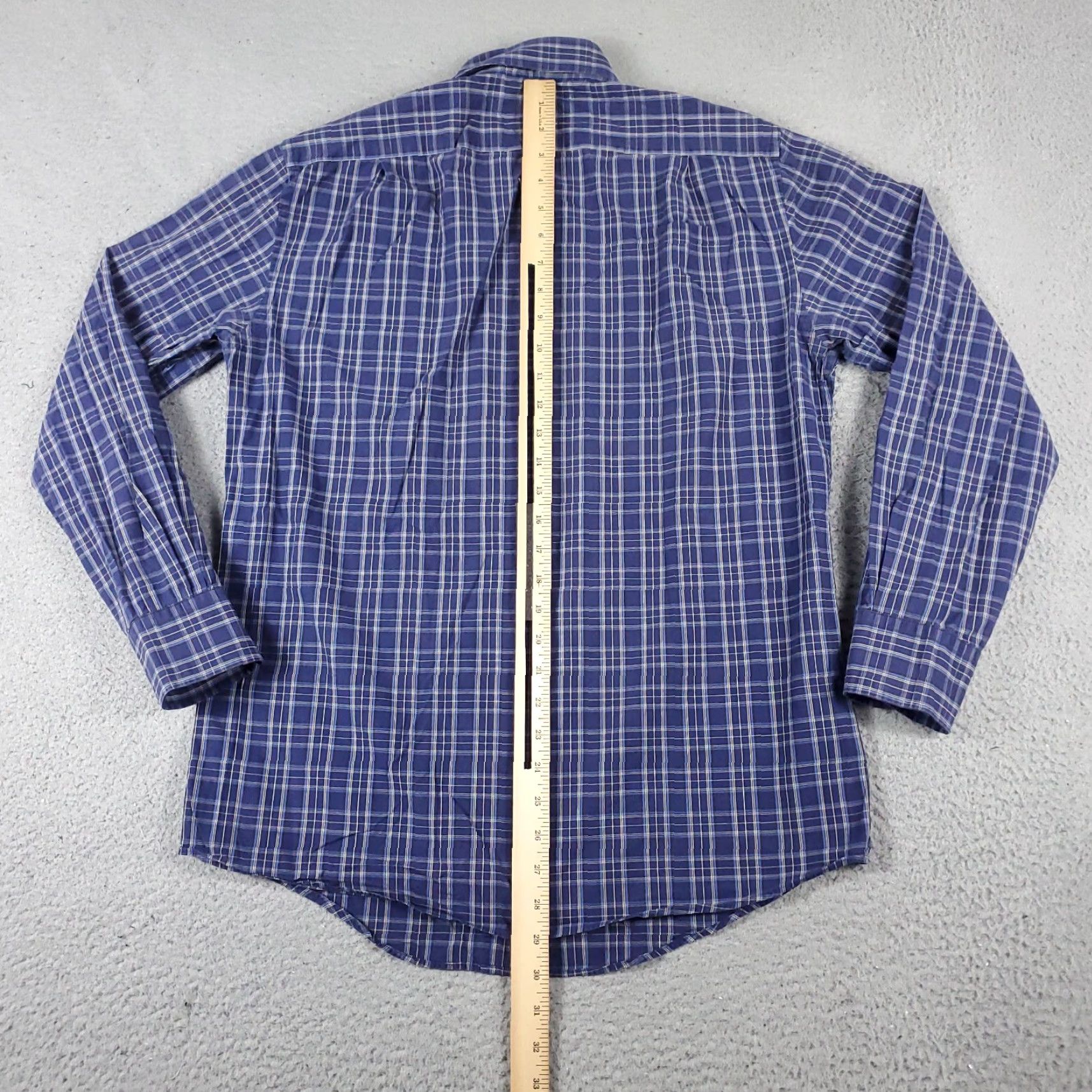 Tommy Hilfiger VINTAGE Tommy Hilfiger Shirt Mens 15.5 Blue Plaid Dress Shirt Long Sleeve Professional Casual Button Up Navy Blue Size 40R - 4 Thumbnail