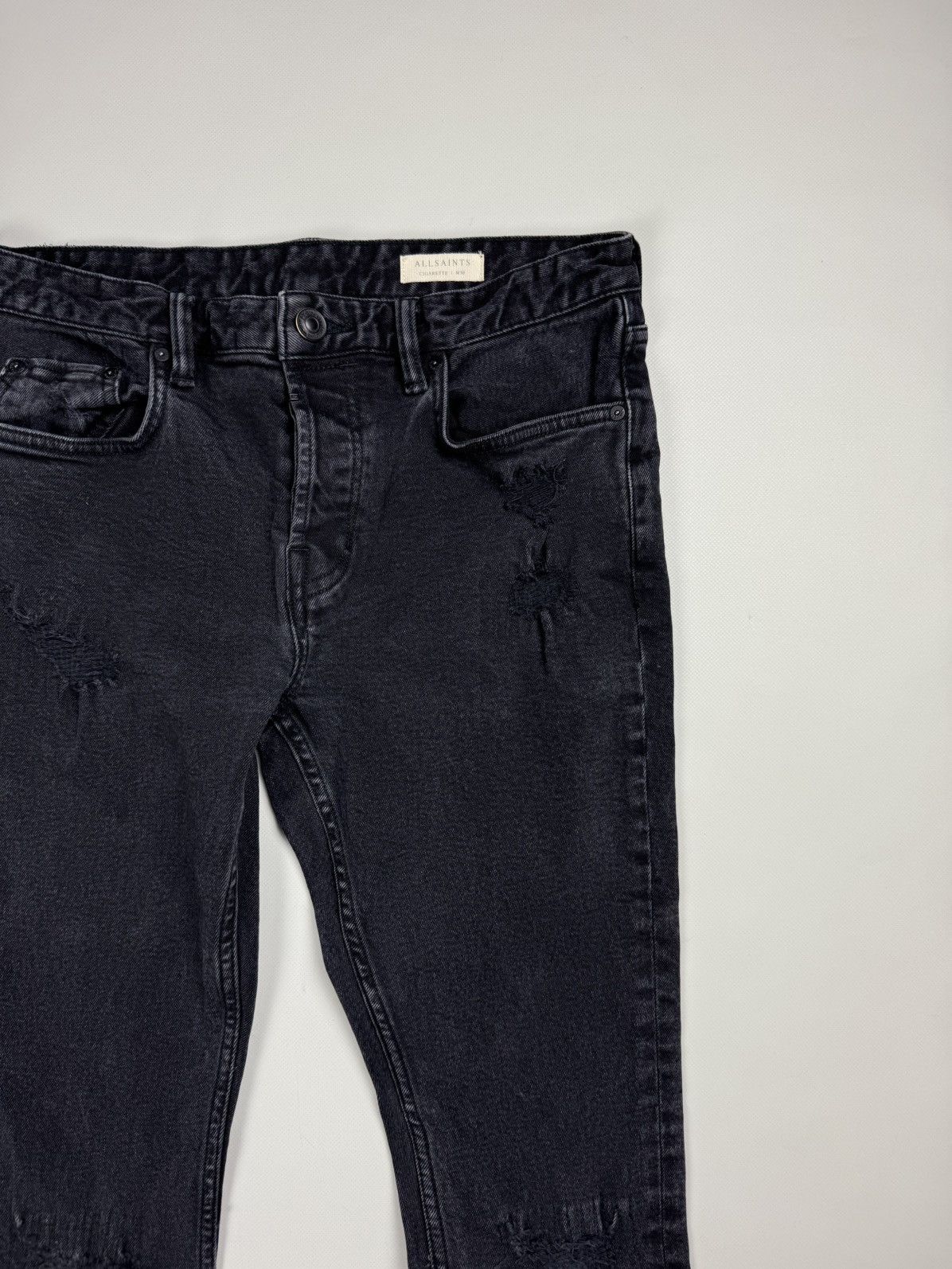 Allsaints × Japanese Brand Allsaints Cigarette Damaged Distressed Denim Skinny Jeans Size US 30 / EU 46 - 9 Thumbnail