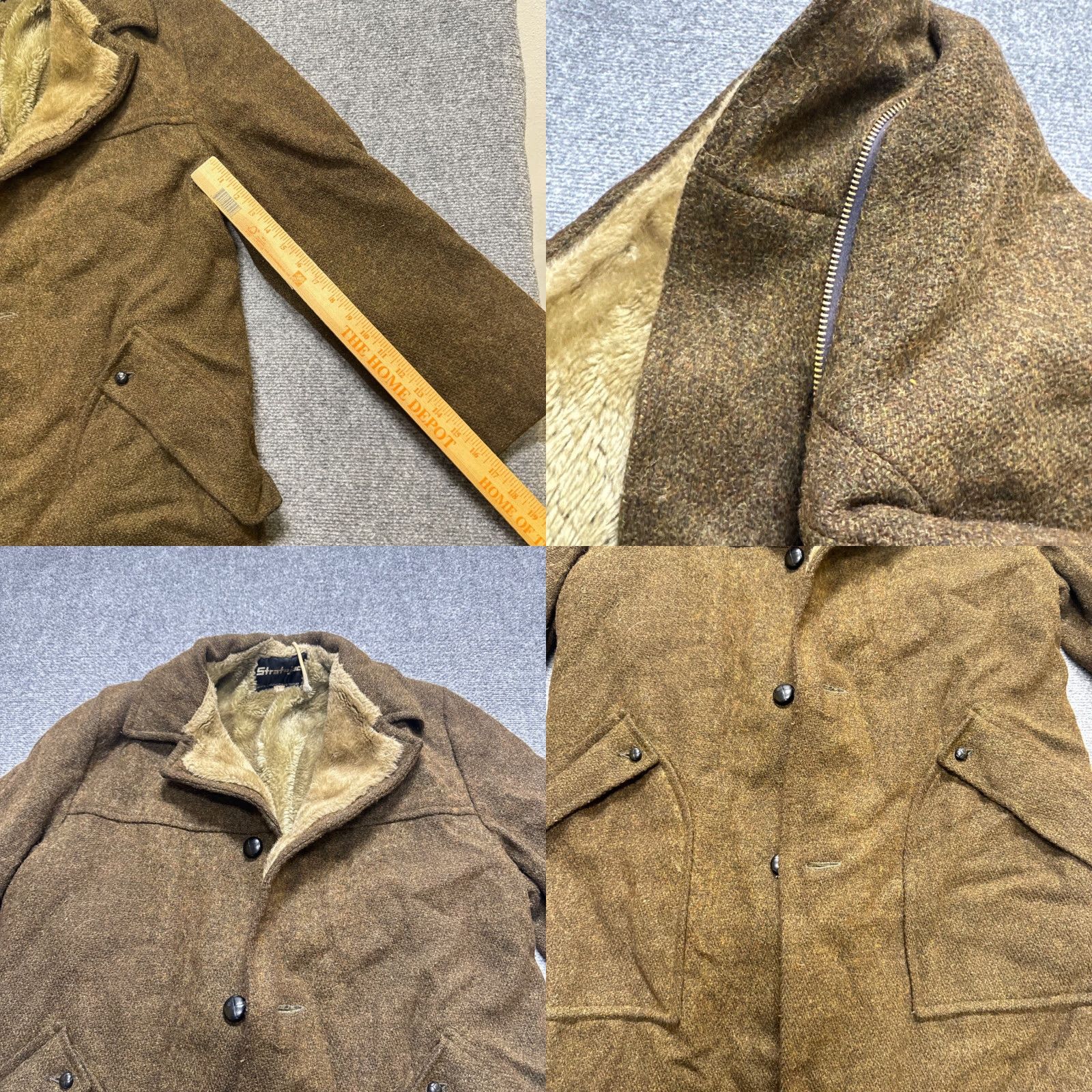 The Unbranded Brand VINTAGE Pea Coat Coat Men L Brown Fur Lined 40L Full Zip Stratojac Size US L / EU 52-54 / 3 - 8 Thumbnail