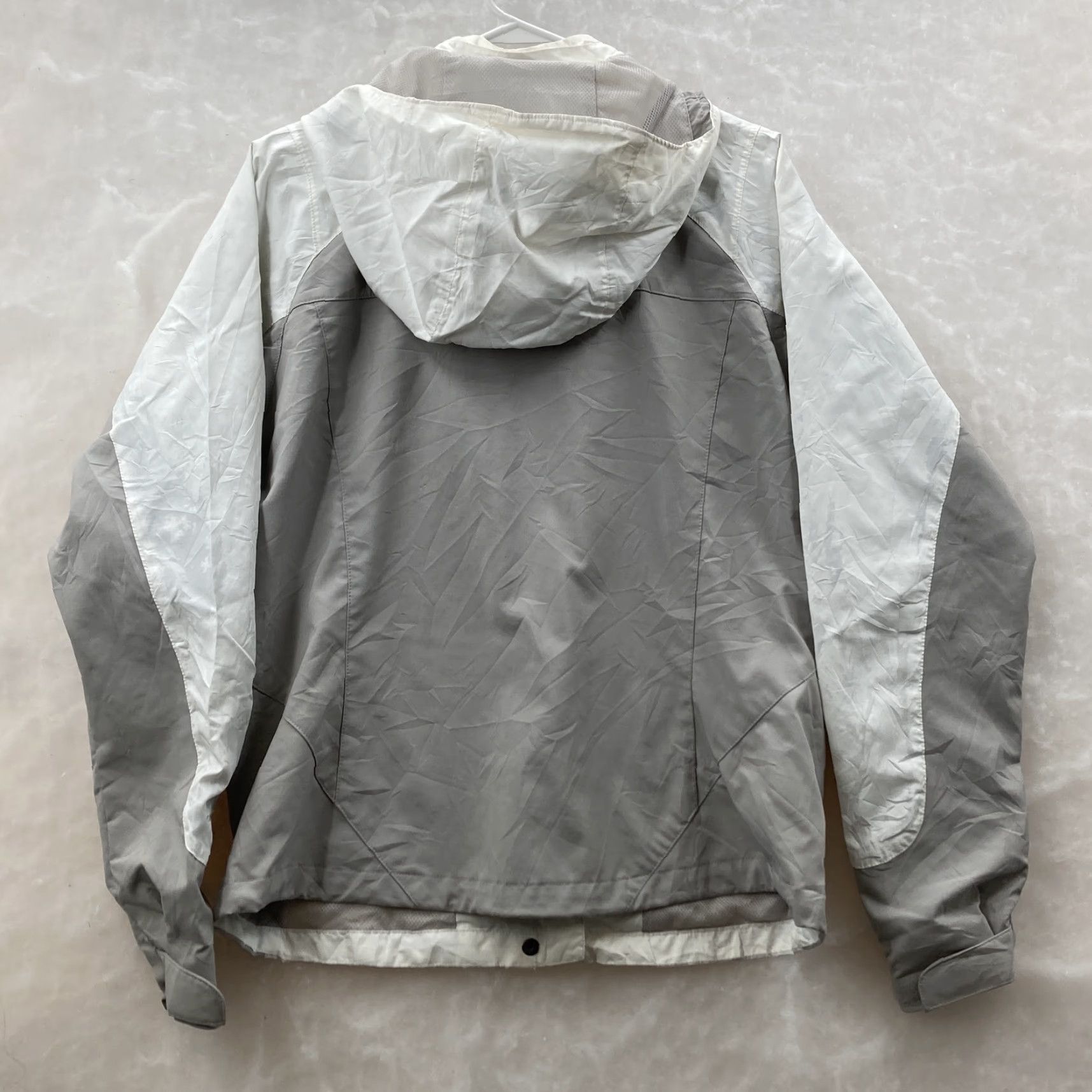 Vintage Columbia Women's Windbreaker Jacket Large White Gray Snap Hooded Outdoor Size L / US 10 / IT 46 - 5 Thumbnail