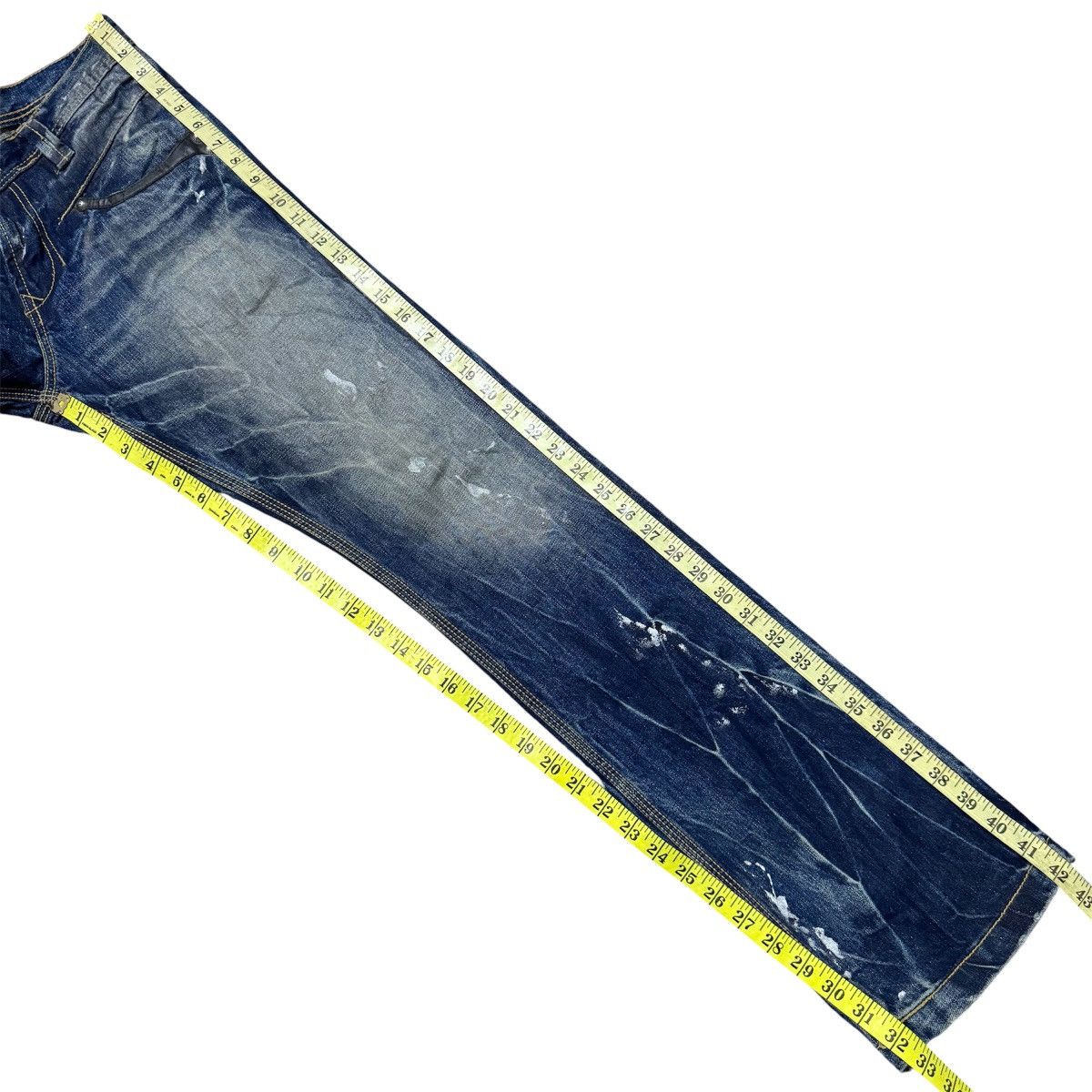 Japanese Brand ARMY OF NO Leather Trimm Denim Painter Jeans Studded Size US 30 / EU 46 - 16 Thumbnail