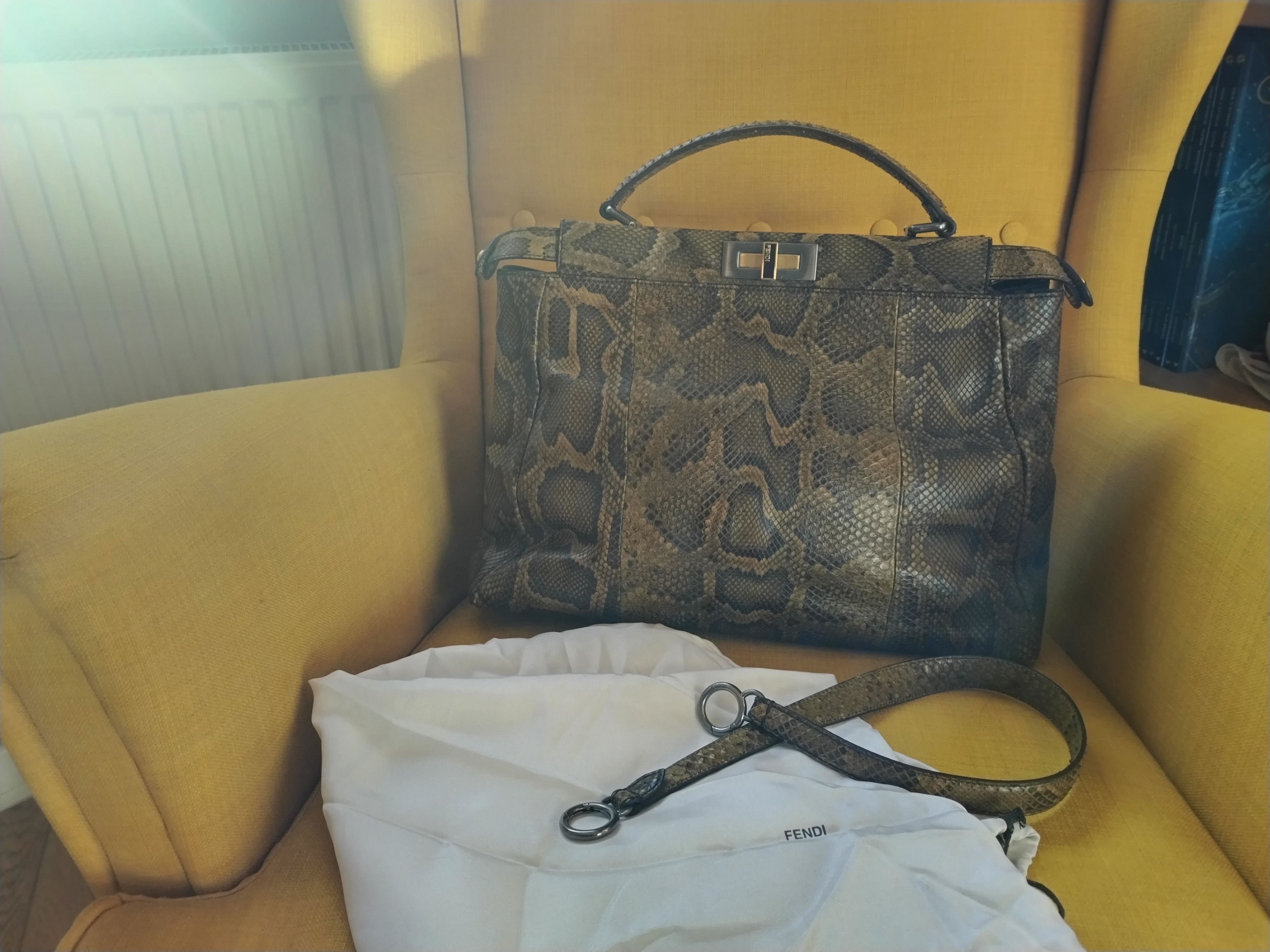Fendi Fendi Brown Python Peekaboo Handle Bag Size ONE SIZE - 1 Thumbnail