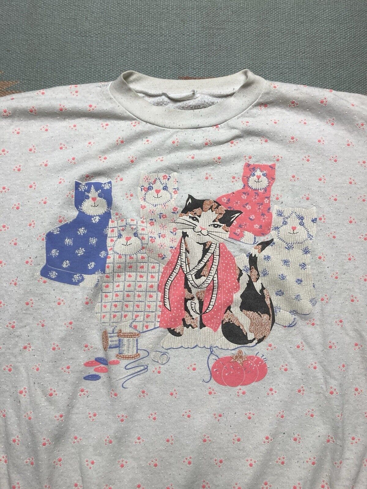 Vintage sweatshirt cats kittens all over print sweater animal XXL Size XXL / US 16-18 / IT 52-54 - 3 Thumbnail