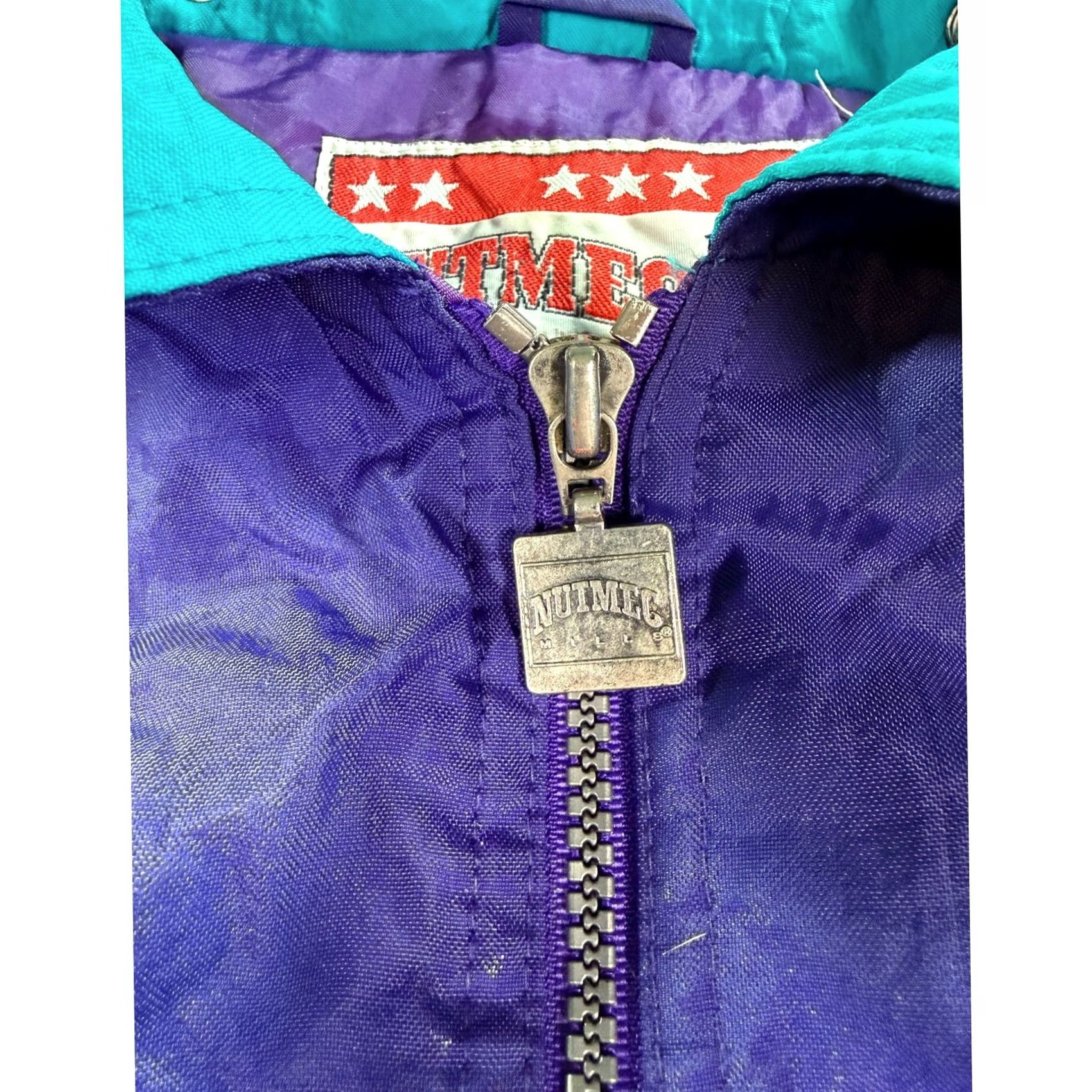 Nutmeg VINTAGE Nutmeg Charlotte Hornets Windbreaker Jacket XL Teal Purple 90s NBA Embroidered Logo Zip Snap Mens Size US XL / EU 56 / 4 - 5 Thumbnail
