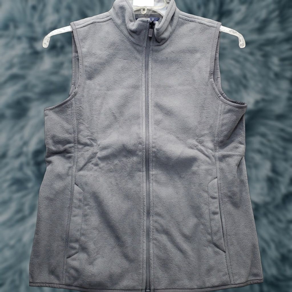 Lands' End Lands' End Marinac Vest Womens S Gray Fleece Sleeveless Mock Neck Full Zip Size S / US 4 / IT 40 - 1 Thumbnail
