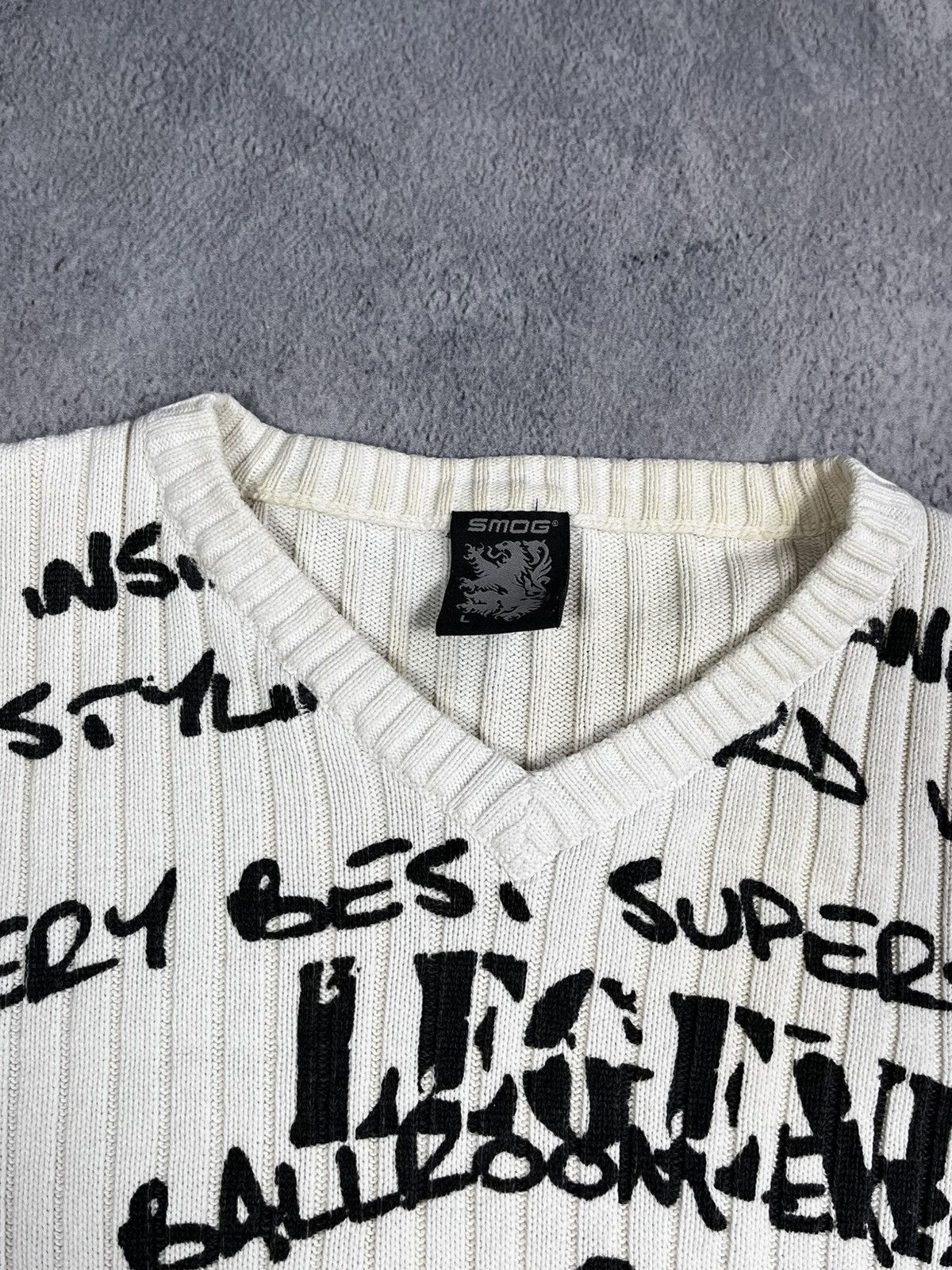 Vintage Vintage Y2K Japanese 00s style printed ribbed sweater Size US L / EU 52-54 / 3 - 11 Thumbnail
