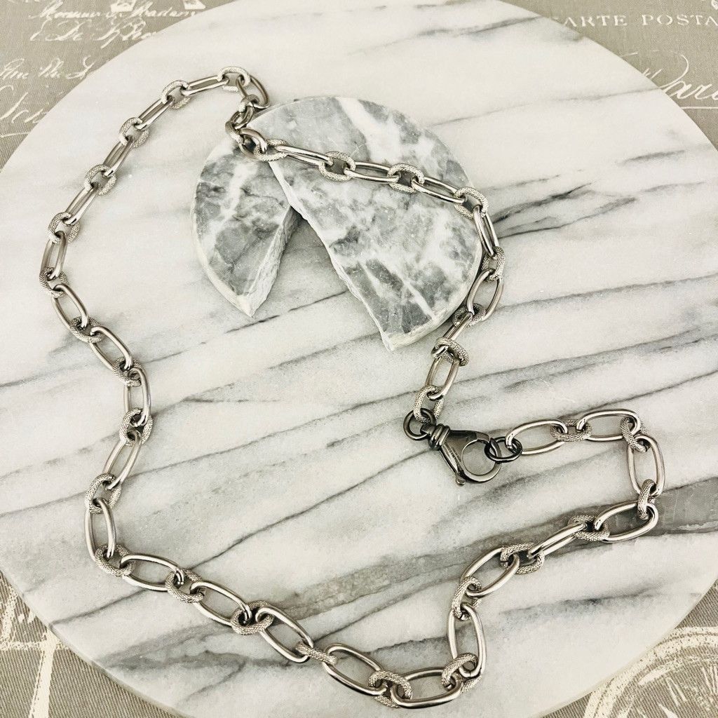 Diego & Massimo Chunky Chain Necklace Silver Toned Italy