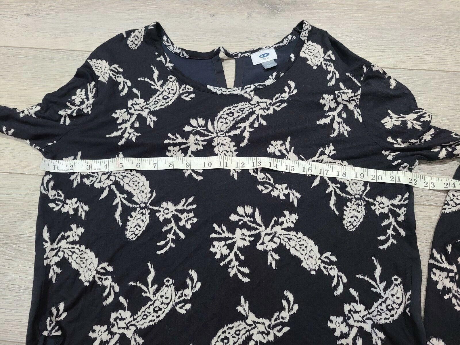 Old Navy Old Navy Top Medium Long Sleeve Black White Paisley Hi Low Size M / US 6-8 / IT 42-44 - 5 Thumbnail