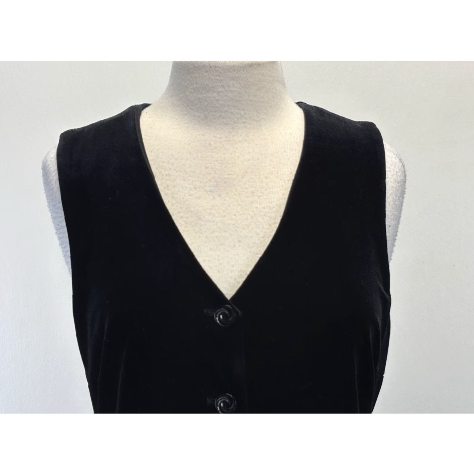 Velvet VINTAGE Dani Michaels Stretch Velvet Velour Maxi Dress Large Black Button Front Goth Dress Size L / US 10 / IT 46 - 5 Thumbnail