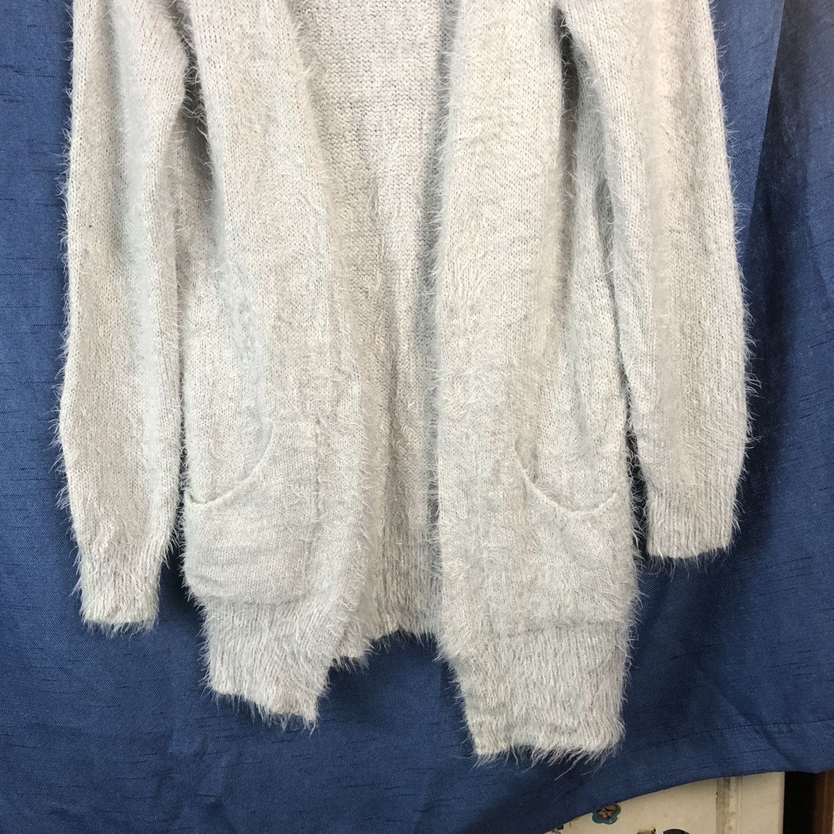 Aran Isles Knitwear × Homespun Knitwear × Japanese Brand Rusheria Grey Shag Shaggy Fur Mohair Cardigan #847 Size S / US 4 / IT 40 - 3 Thumbnail