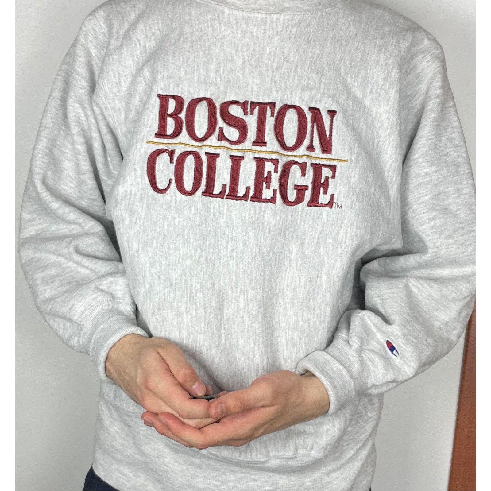 Champion × Vintage Champion Reverse Weave Mens Gray Boston College Sweatshirt M Size US M / EU 48-50 / 2 - 2 Thumbnail