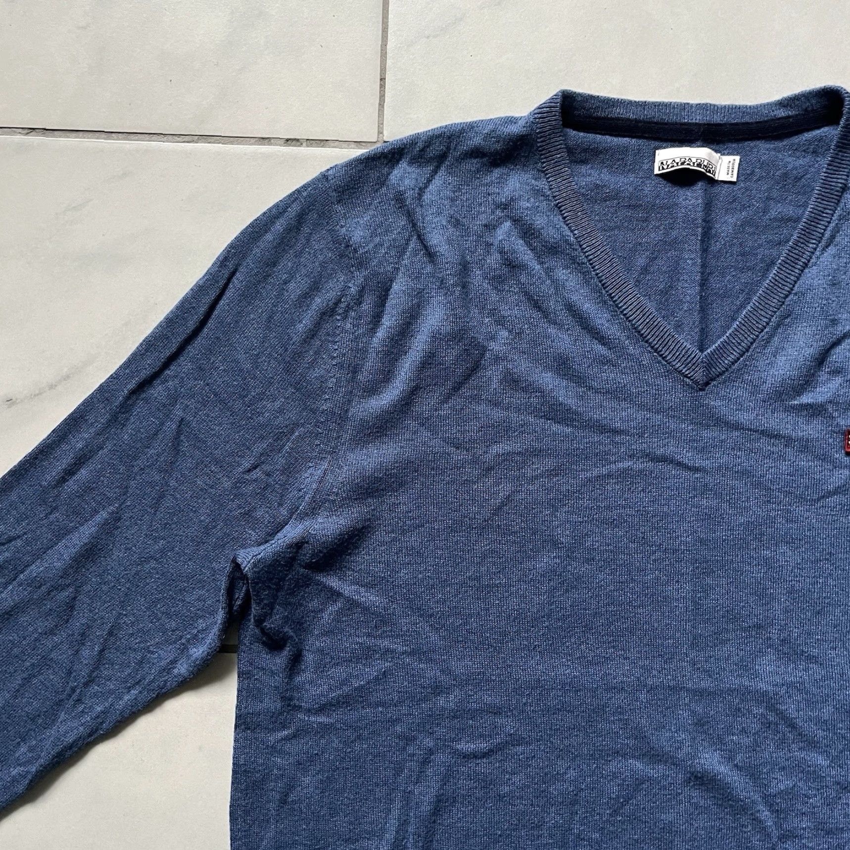 Napapijri Napapijri Sweater Mens V-Neck Blue Wool Blend Pullover Large Regular Knit Jumper Ventage? No Vintage: No Size US L / EU 52-54 / 3 - 6 Thumbnail