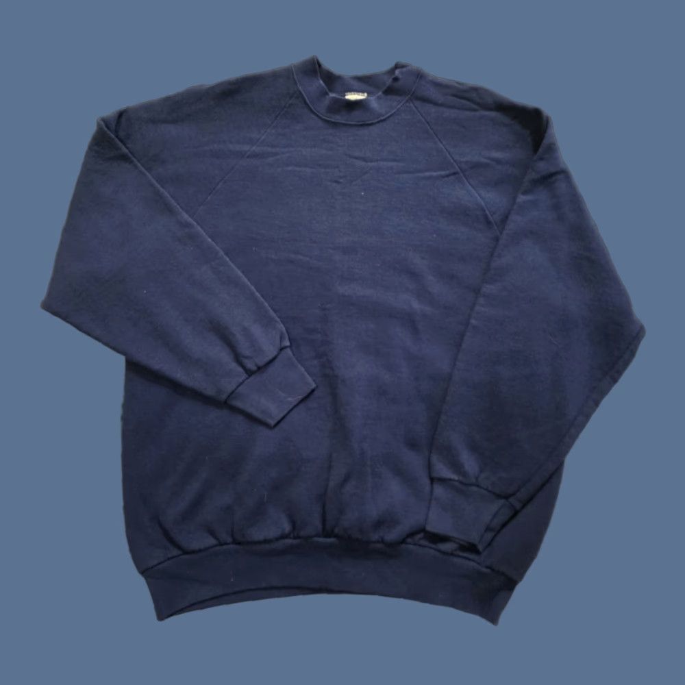 Fruit Of The Loom VINTAGE Fruit Of The Loom BLUE Sweatshirt Crewneck Fleece XL Adult Regular Men Pullover Cotton Polyester Solid Size US XL / EU 56 / 4 - 1 Thumbnail