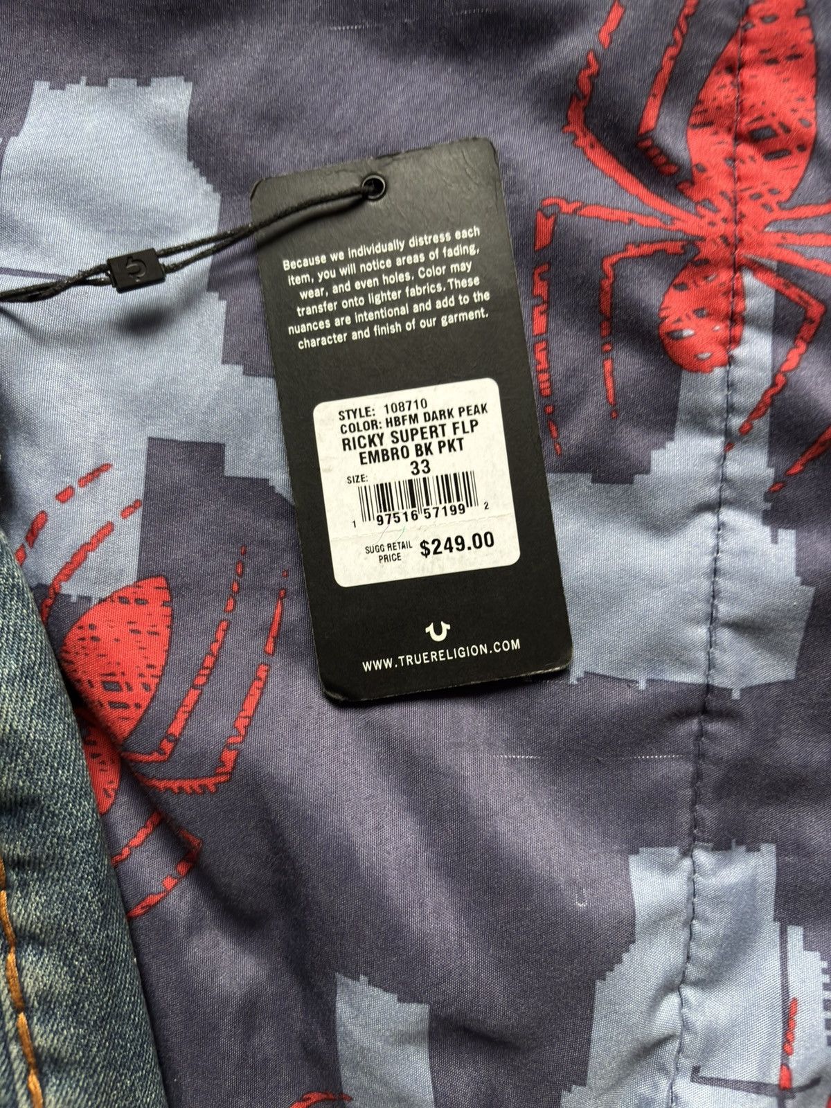 True Religion True Religion Ricky Super Flap Embro Bk Pkt Size US 33 - 2 Thumbnail