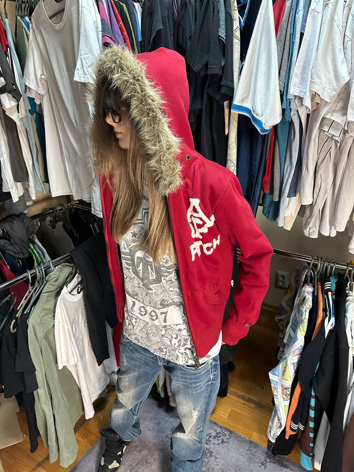 Abercrombie & Fitch Abercrombie&Fitch Faded Distressed Fur Zip Hoodie Ifsix Igb Size XS / US 0-2 / IT 36-38 - 1 Thumbnail