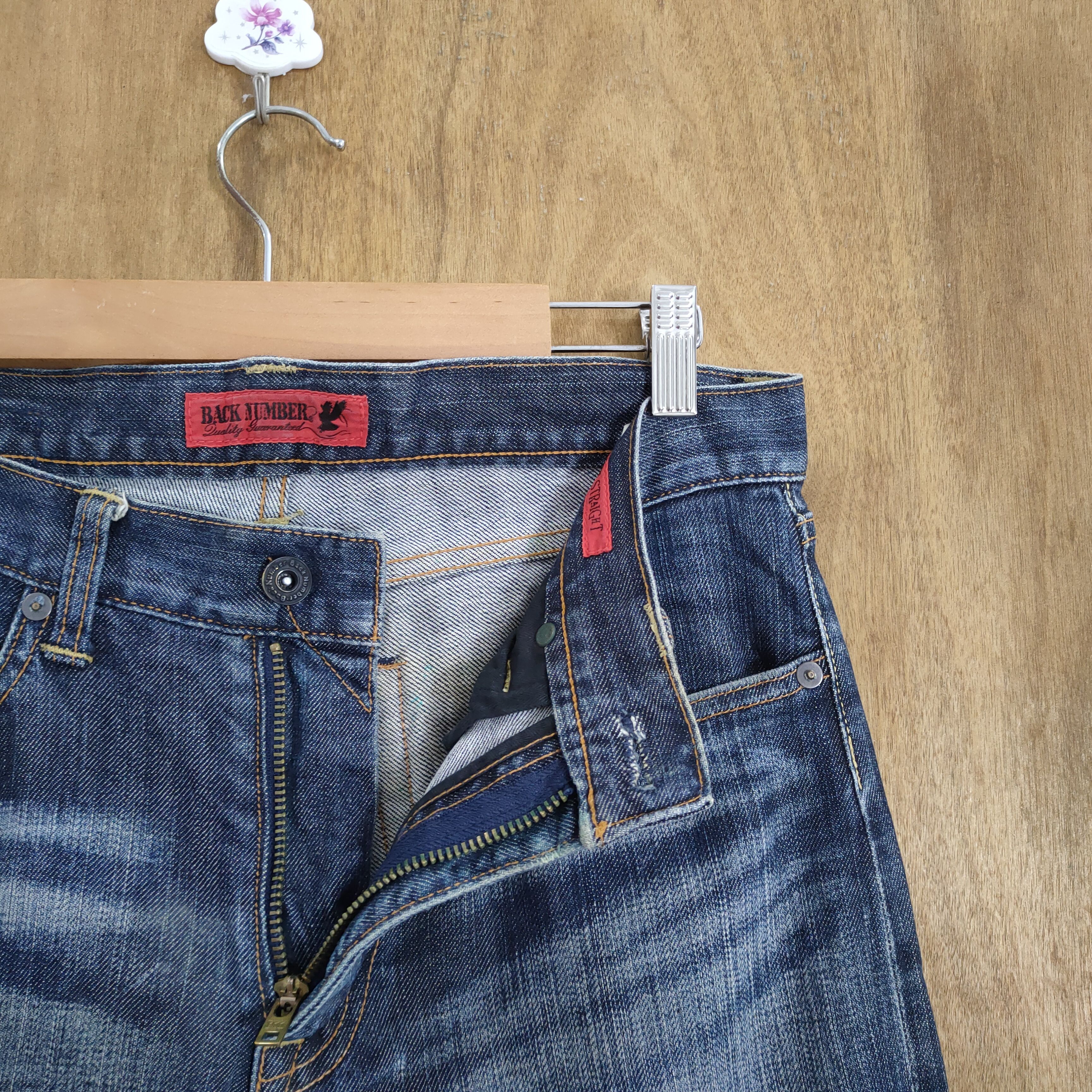 Jean × Numbers VINTAGE BACK NUMBER FADED DISTRESSED DENIM JEANS PANTS Size US 30 / EU 46 - 8 Thumbnail