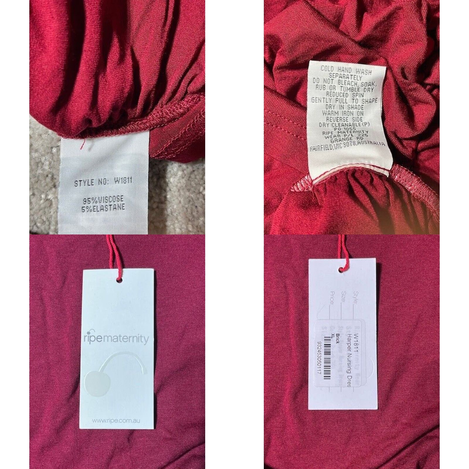 Vintage Ripe Maternity Cross Your Heart Harper Nursing Dress XL V-Neck Midi Knit Jersey Red Womens Size XL / US 12-14 / IT 48-50 - 8 Thumbnail