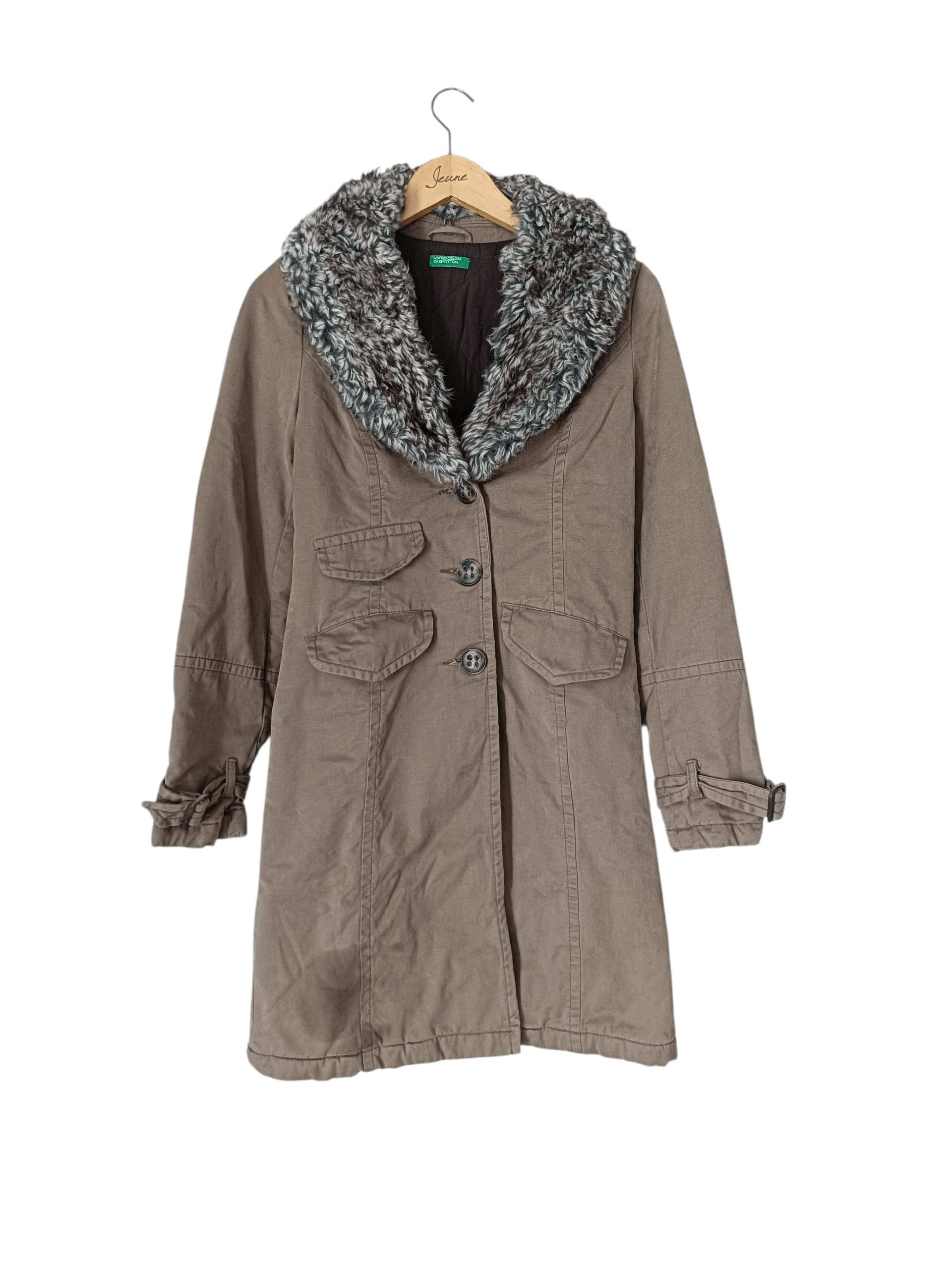 Benetton Vintage Benetton utility faux fur Y2K coat Size XS / US 0-2 / IT 36-38 - 1 Thumbnail