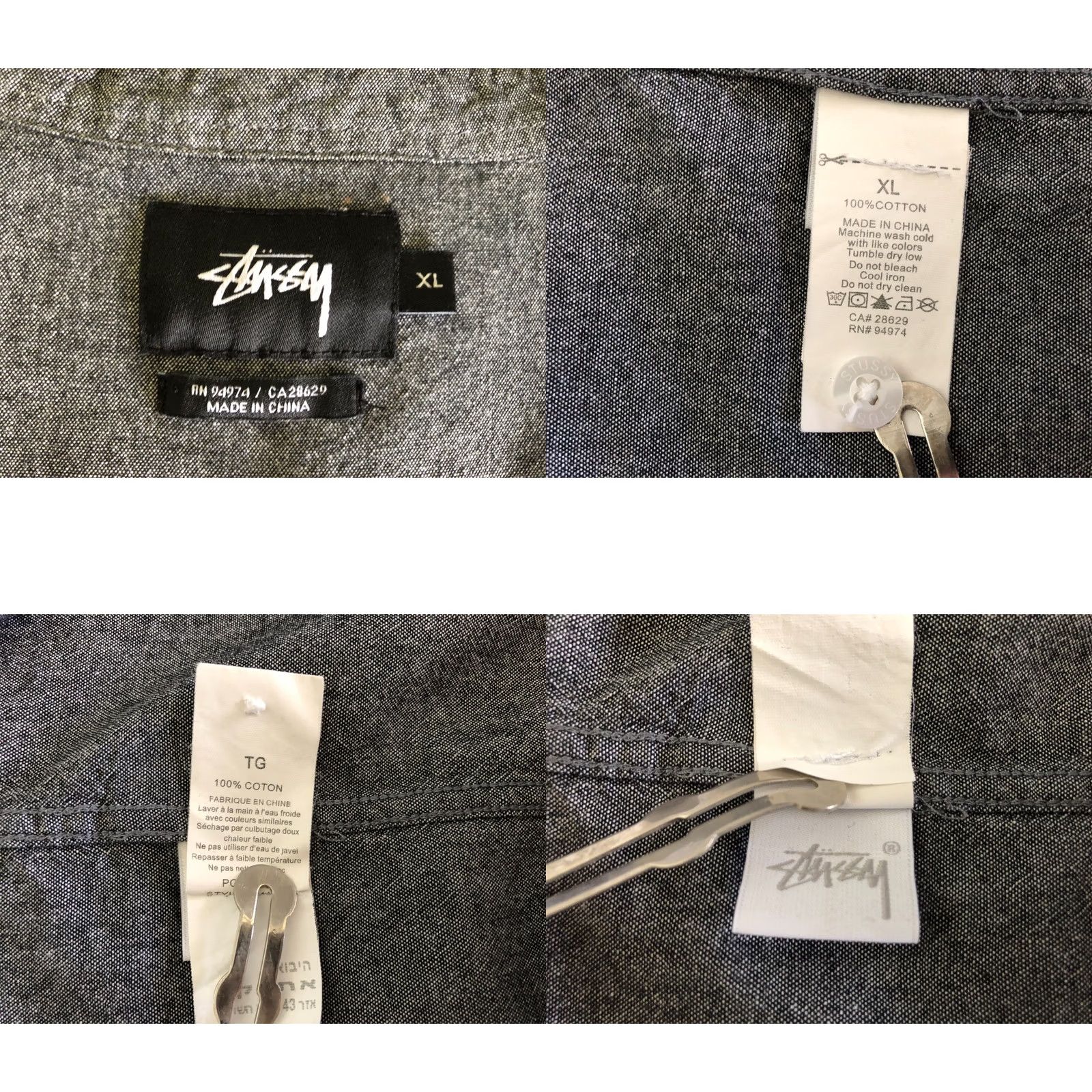 Vintage Stussy Shirt XL Gray Cotton Short Sleeve Button-Up with Chest Pockets Mens Size US XL / EU 56 / 4 - 9 Thumbnail