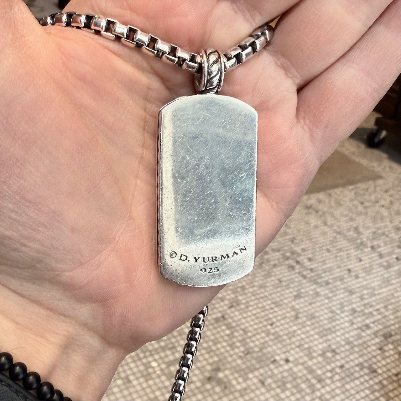 David Yurman David Yurman Box Chain Black Diamond Pavé Dog Tag Necklace Size ONE SIZE - 6 Thumbnail
