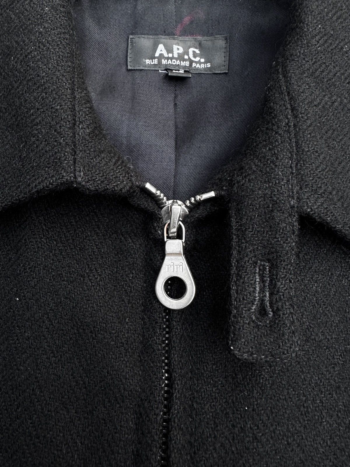 A.P.C. A.P.C. Herringbone Black Wool Bomber Jacket Size US XS / EU 42 / 0 - 12 Thumbnail