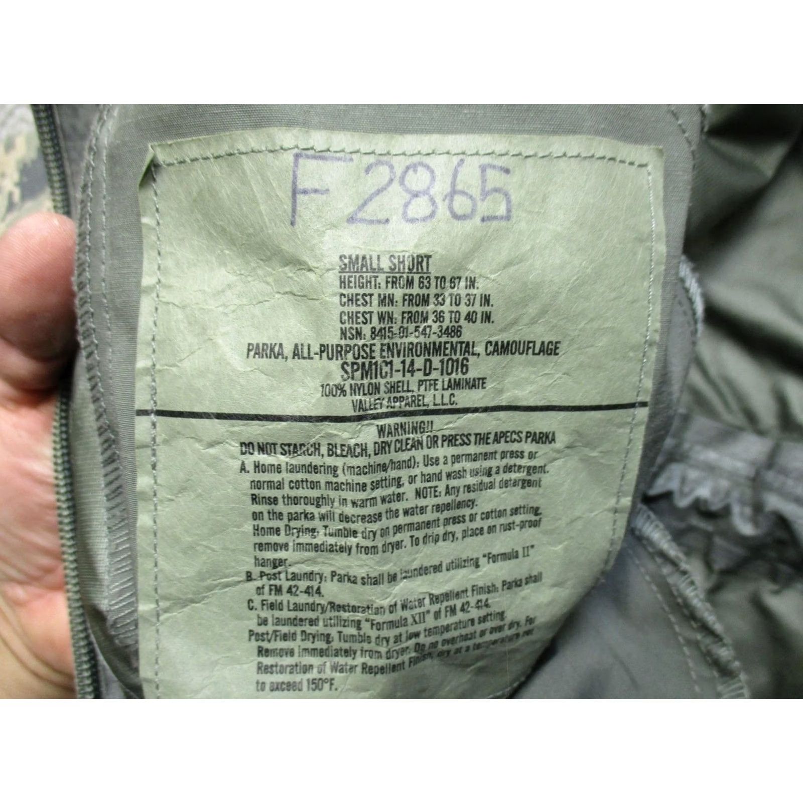 Vintage USAF APECS Parka Jacket Mens Small Short Digital Tiger Stripe Camo Hooded Valley Size US 29 - 7 Thumbnail