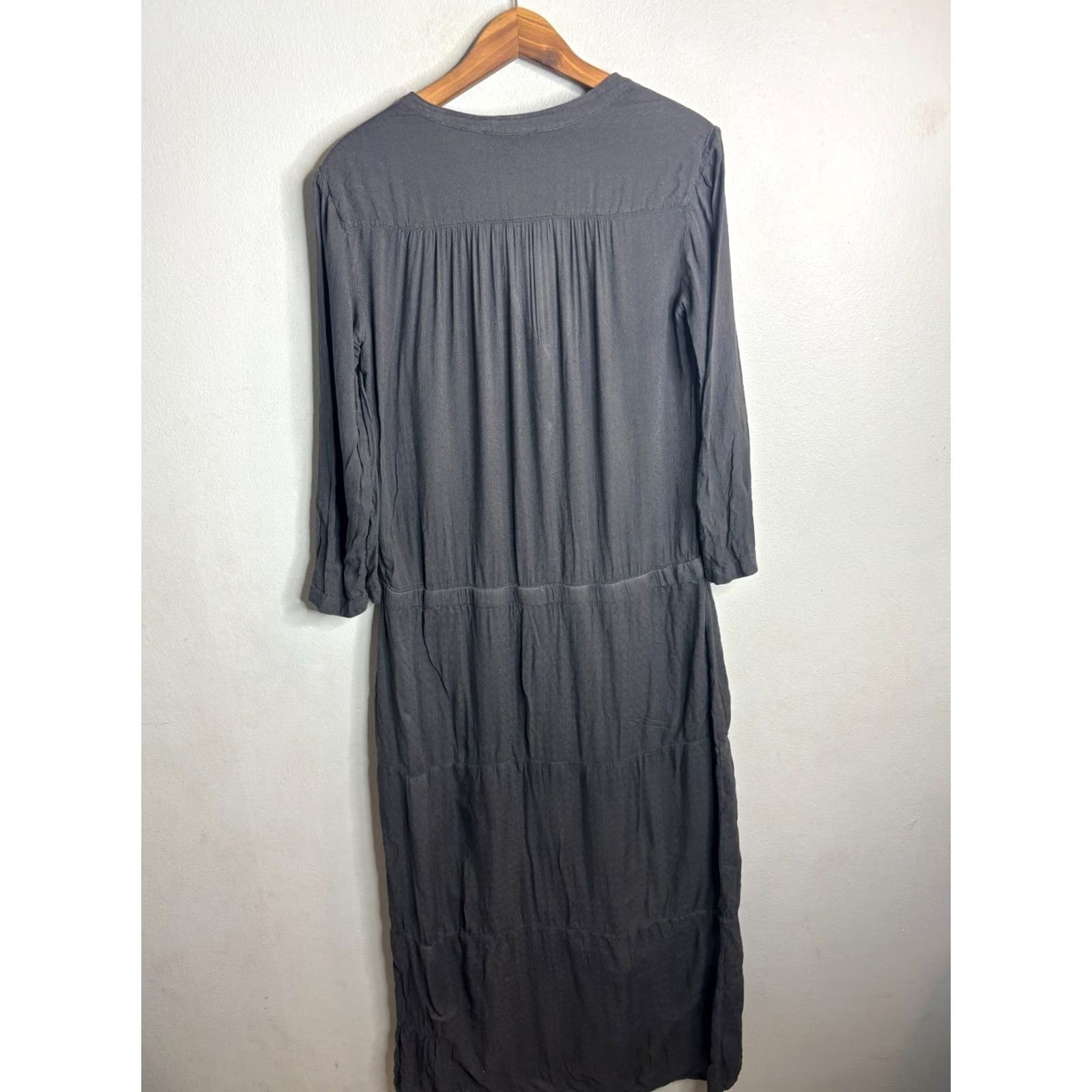 James Perse James Perse Maxi Dress Womens Gray Viscose Bodycon Slinky 2 Long Sleeve V-Neck Pullover 4578 Size XS / US 0-2 / IT 36-38 - 5 Thumbnail