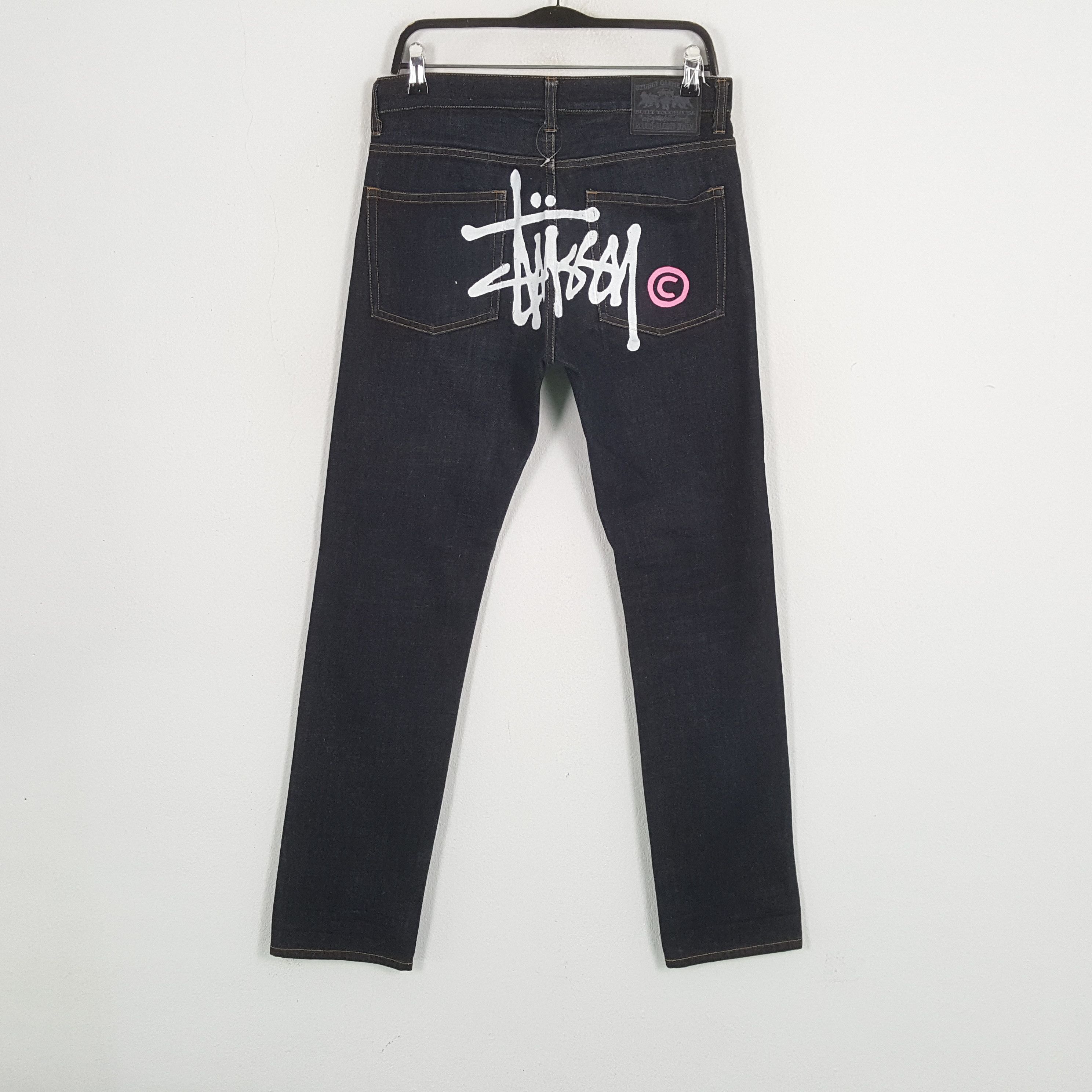 Stussy × Vintage STUSSY Streetwear Skater Custom Art Jeans Size US 30 / EU 46 - 1 Thumbnail