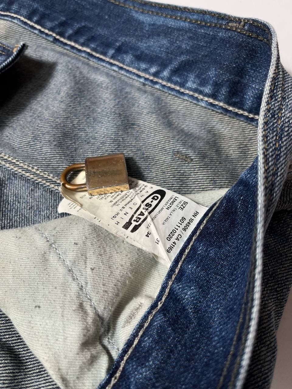 G-Star G Star Raw 3301 Denim Jeans Mens 31x34 Blue Distressed Moto Size US 31 - 12 Thumbnail