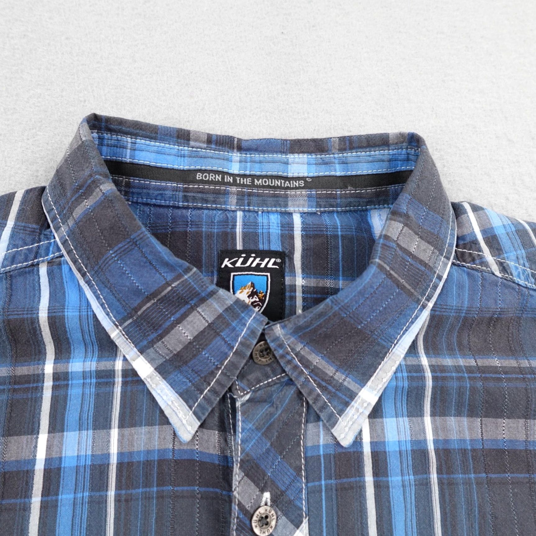 Vintage Kuhl Shirt Men XL Blue Plaid Suncel Button Up Hiking Outdoors Short Sleeve Size US XL / EU 56 / 4 - 2 Thumbnail