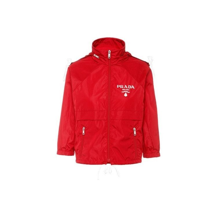 Prada Red Logo Print Hooded Jacket-2506