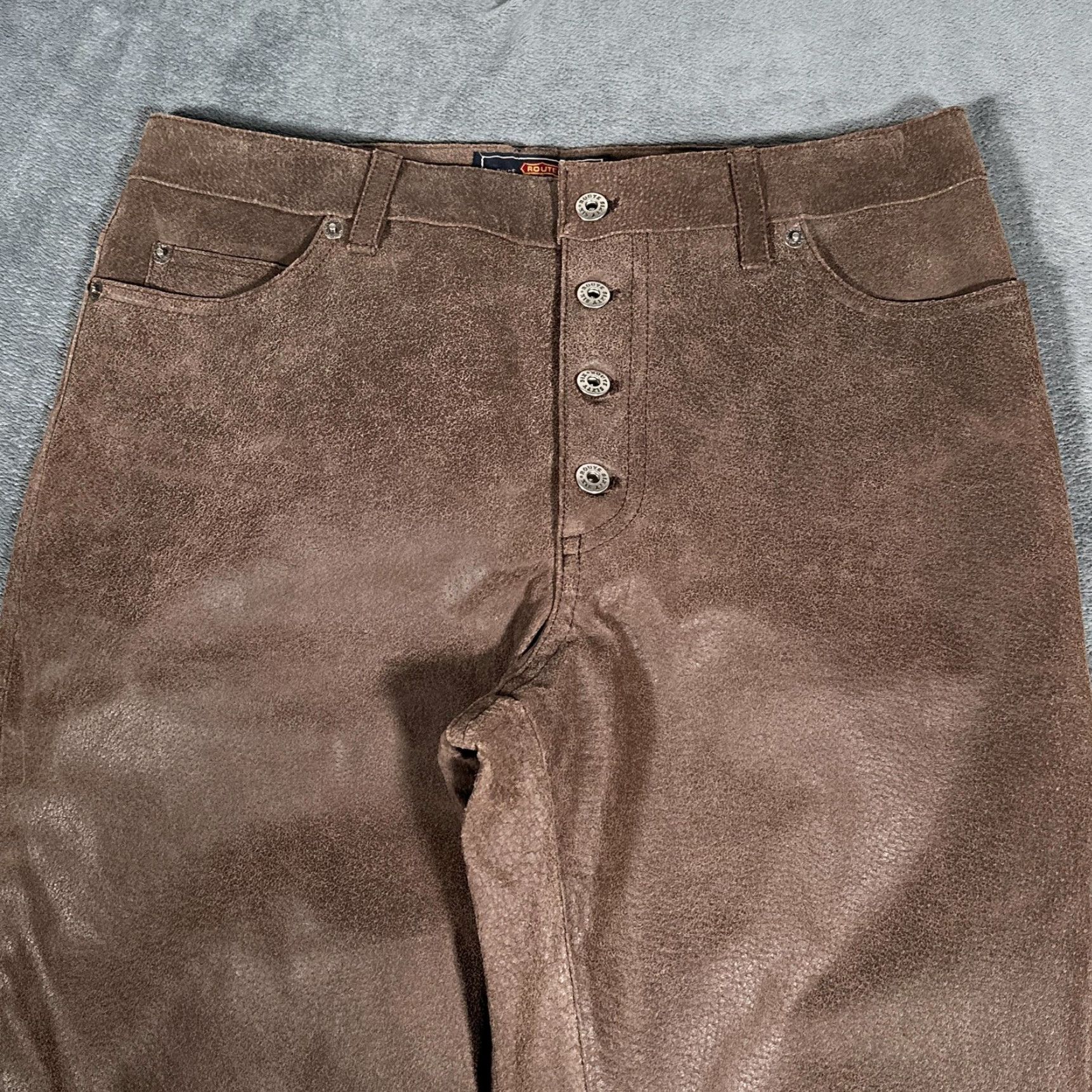 Route 66 Route 66 Pants Womens 8 Brown Genuine Leather High Rise Button Fly Bootcut Jeans Size 30" / US 8 / IT 44 - 2 Thumbnail