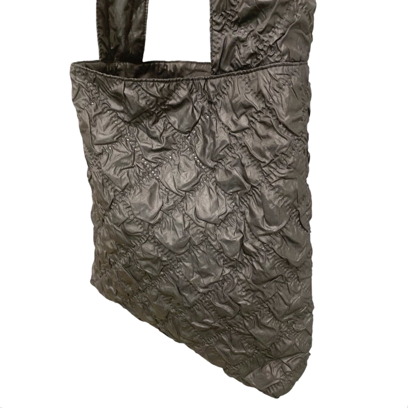 Vintage VINTAGE Black Quilted Look Nylon Shoulder Bag Sling Tote Women Size ONE SIZE - 4 Thumbnail