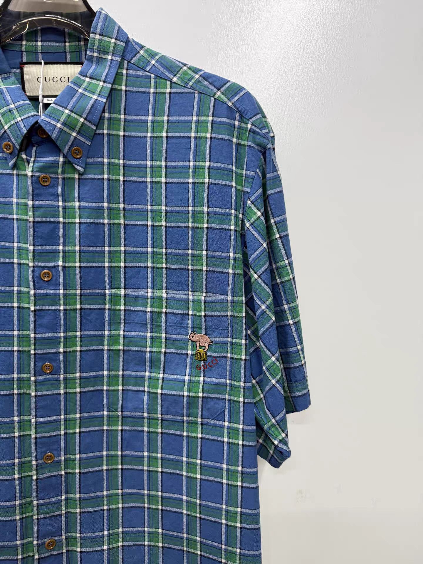 Gucci Gucci Cartoon Pig Plaid Short-sleeve Shirt K15 Size US M / EU 48-50 / 2 - 3 Thumbnail