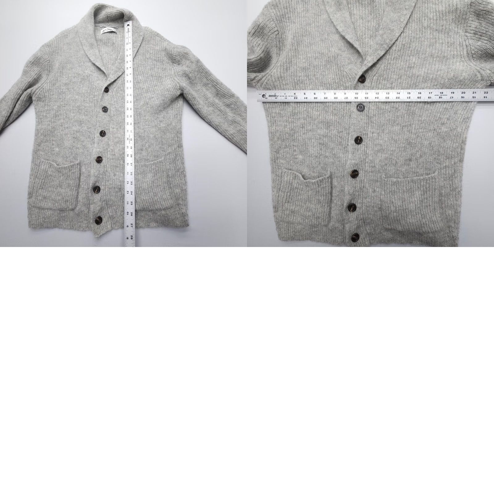 Vintage Line of Trade Dockside Shawl Cardigan Mens Medium Gray 100% Shetland Wool Button Size US M / EU 48-50 / 2 - 8 Thumbnail