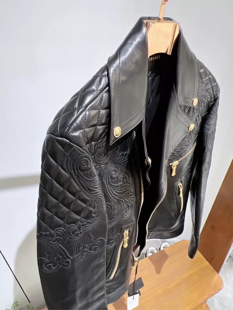 Versace Versace Men's black leather jacket Size US S / EU 44-46 / 1 - 3 Thumbnail