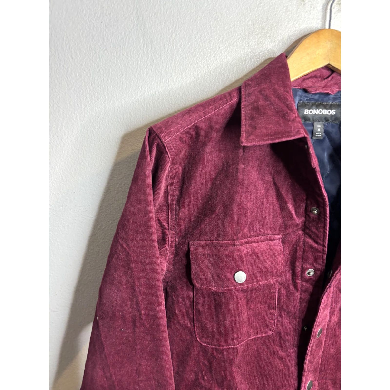 Bonobos Bonobos Jacket Mens XS Corduroy Shacket Quilted Lined Snap Front Pockets Maroon Red Vintage No Size US XS / EU 42 / 0 - 2 Thumbnail