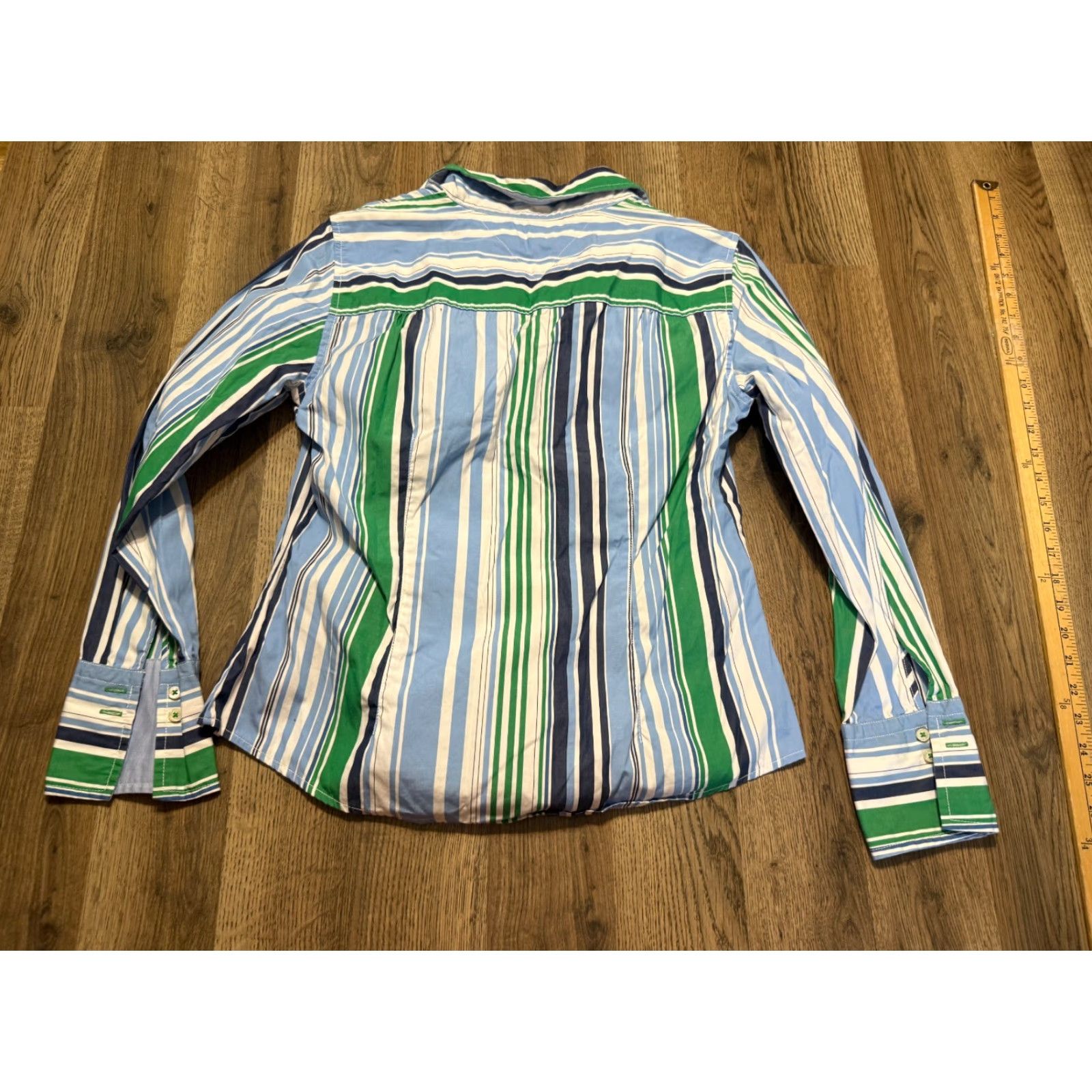 Tommy Hilfiger Tommy Hilfiger Blouse Women's Large Button-Up Long Sleeve Multicolor Blue White Green Modern Casual Size L / US 10 / IT 46 - 2 Thumbnail