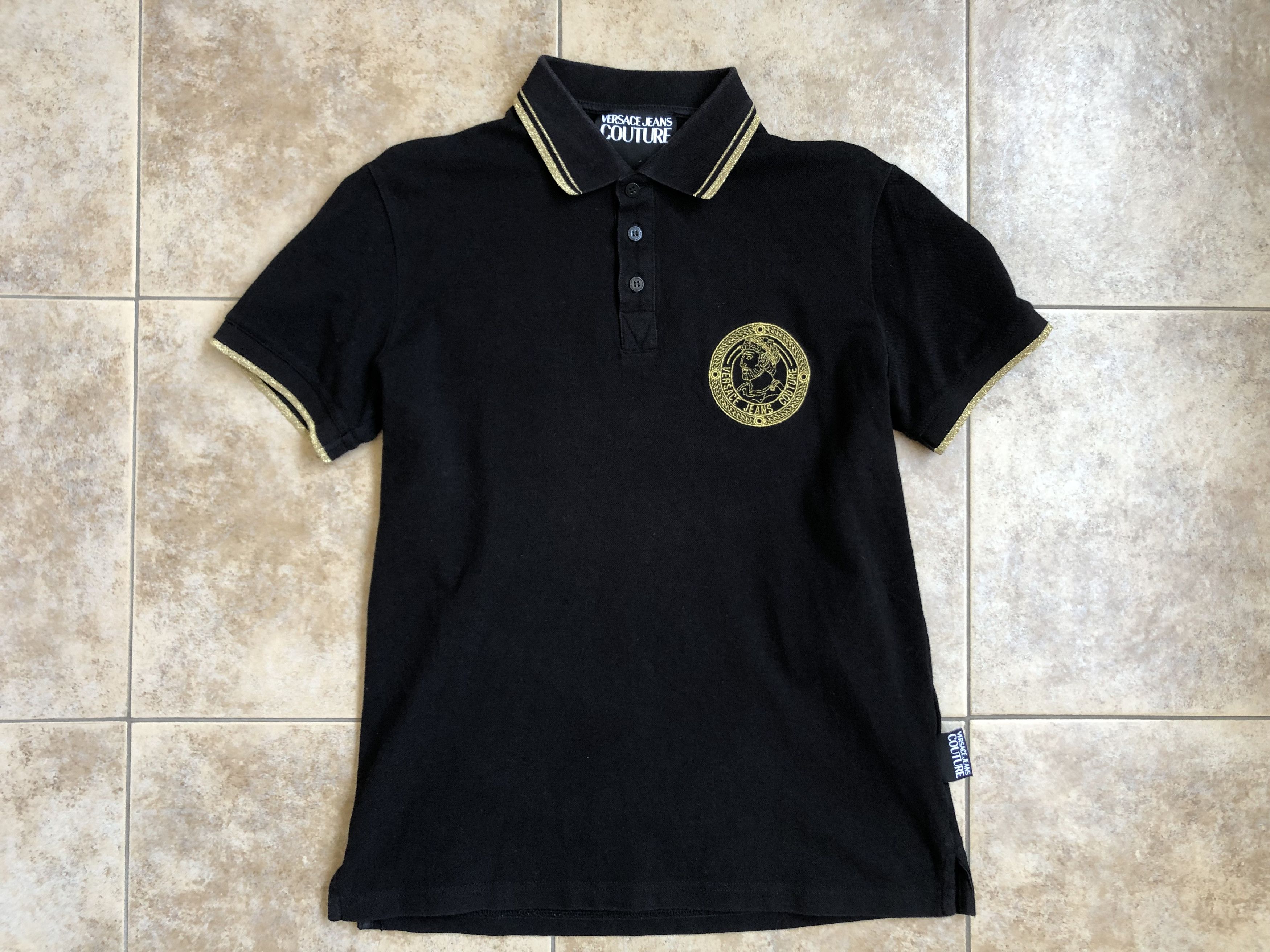 Versace Jeans Couture Versace Jeans Couture Black Polo T-Shirt Cotton Size US S / EU 44-46 / 1 - 1 Thumbnail