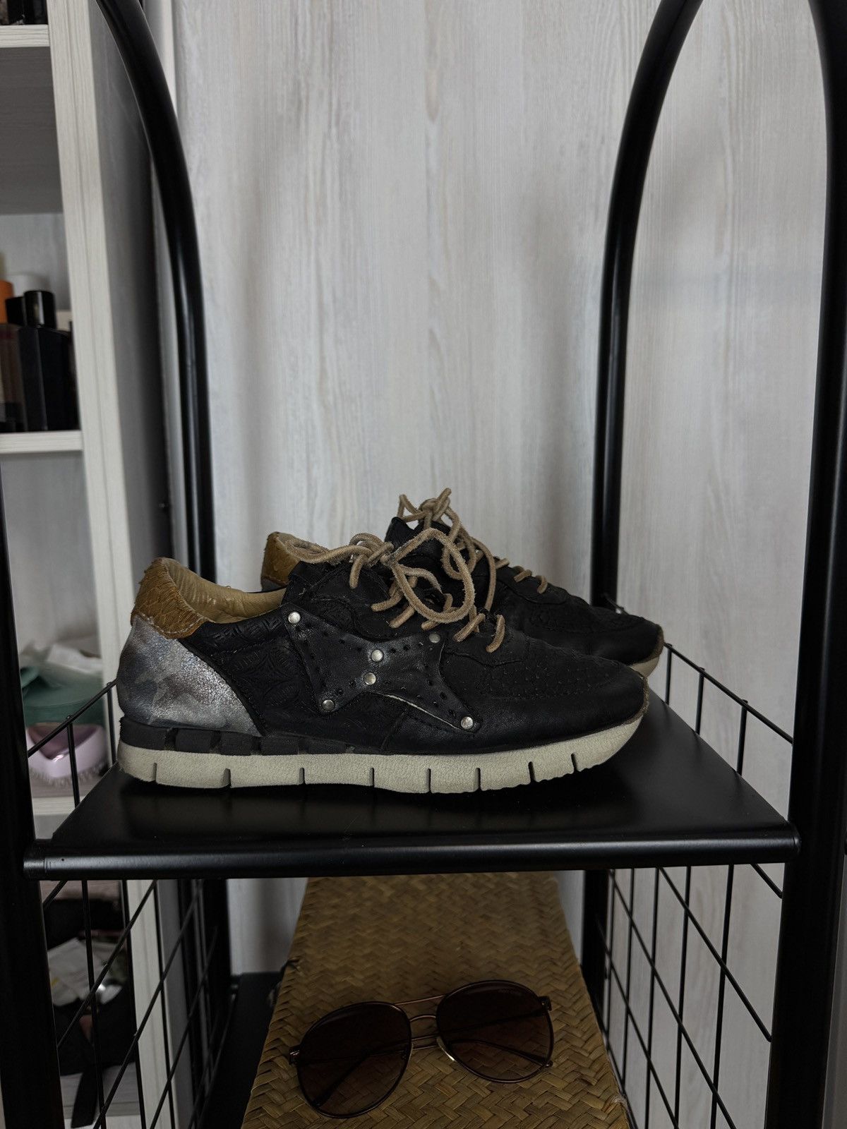 A.S.98 A.S. 98 black leather camo backside sneakers Size US 6.5 / IT 36.5 - 1 Thumbnail