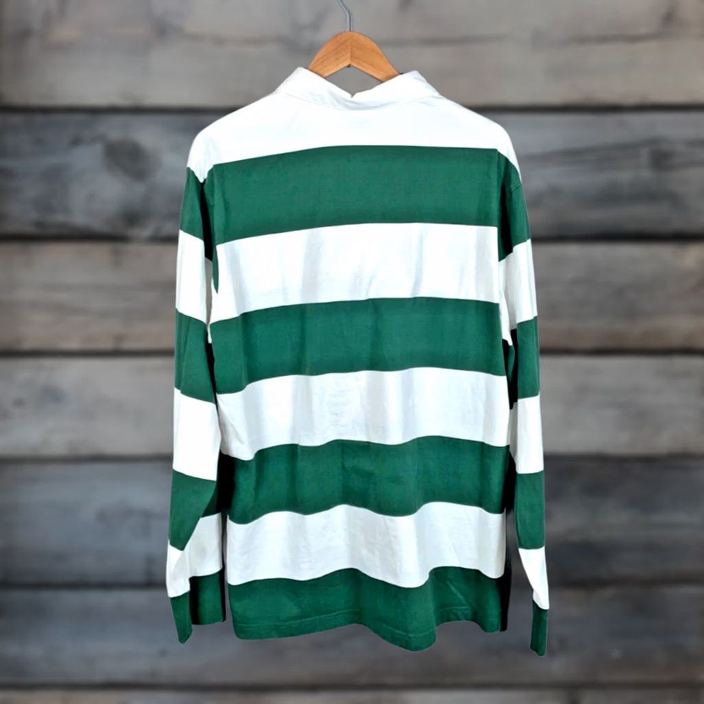 Vintage Sport-Tek Rugby Shirt Men XL White Green Striped Skull Four Leaf Clover Print Polo Size US XL / EU 56 / 4 - 1 Thumbnail