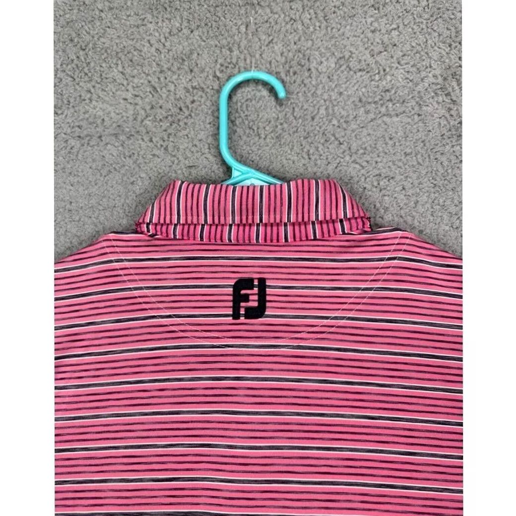 Footjoy FootJoy FJ Golf Polo Shirt Adult Large Pink Black Striped Mens Rugby Size US L / EU 52-54 / 3 - 6 Thumbnail
