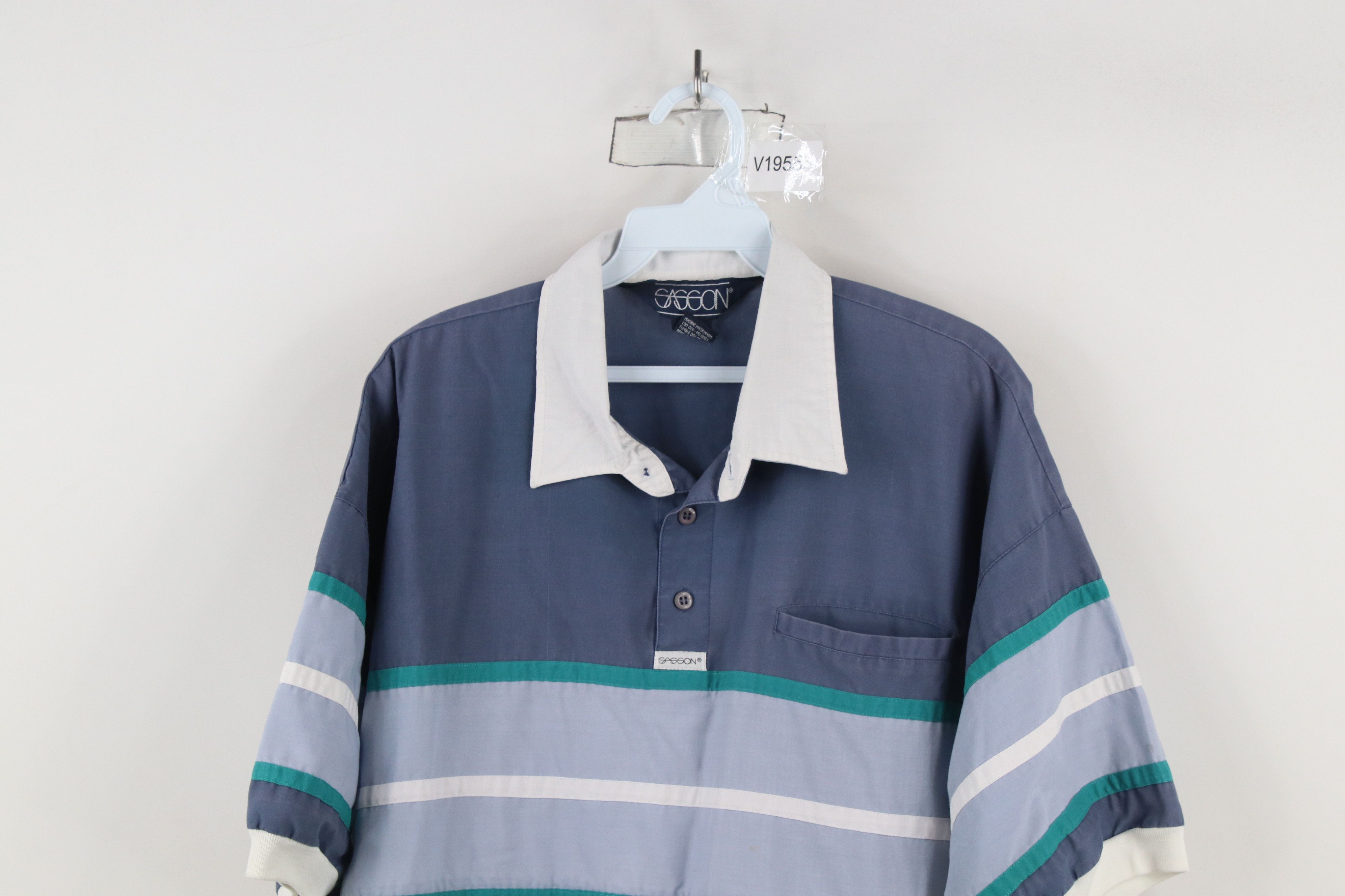 Vintage Vintage 90s Streetwear Block Collared Pullover Polo Shirt Size US L / EU 52-54 / 3 - 2 Thumbnail