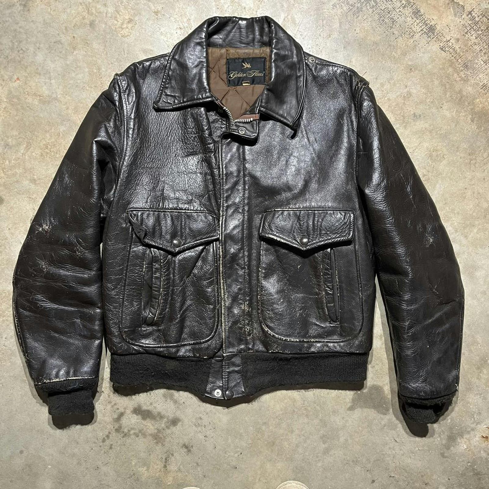 image of Vintage 60S Golden Fleece Brown Flight Talon Leather Jacket, Men's (Size Large)