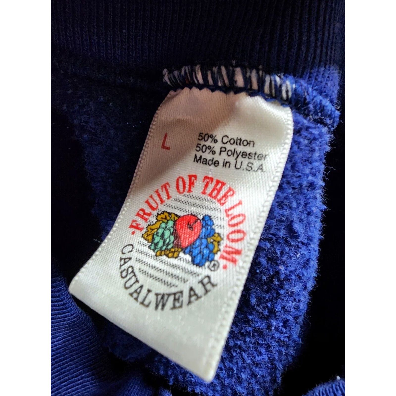 Fruit Of The Loom VINTAGE Fruit of the Loom Crewneck Sweatshirt L Blue Solid 90s USA Mens Size US L / EU 52-54 / 3 - 4 Thumbnail
