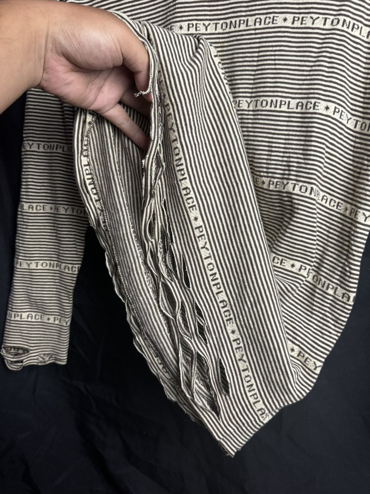 If Six Was Nine × Japanese Brand × PPFM Distressed PPFM Peyton Place Stripe Long Sleeve Size US M / EU 48-50 / 2 - 5 Thumbnail