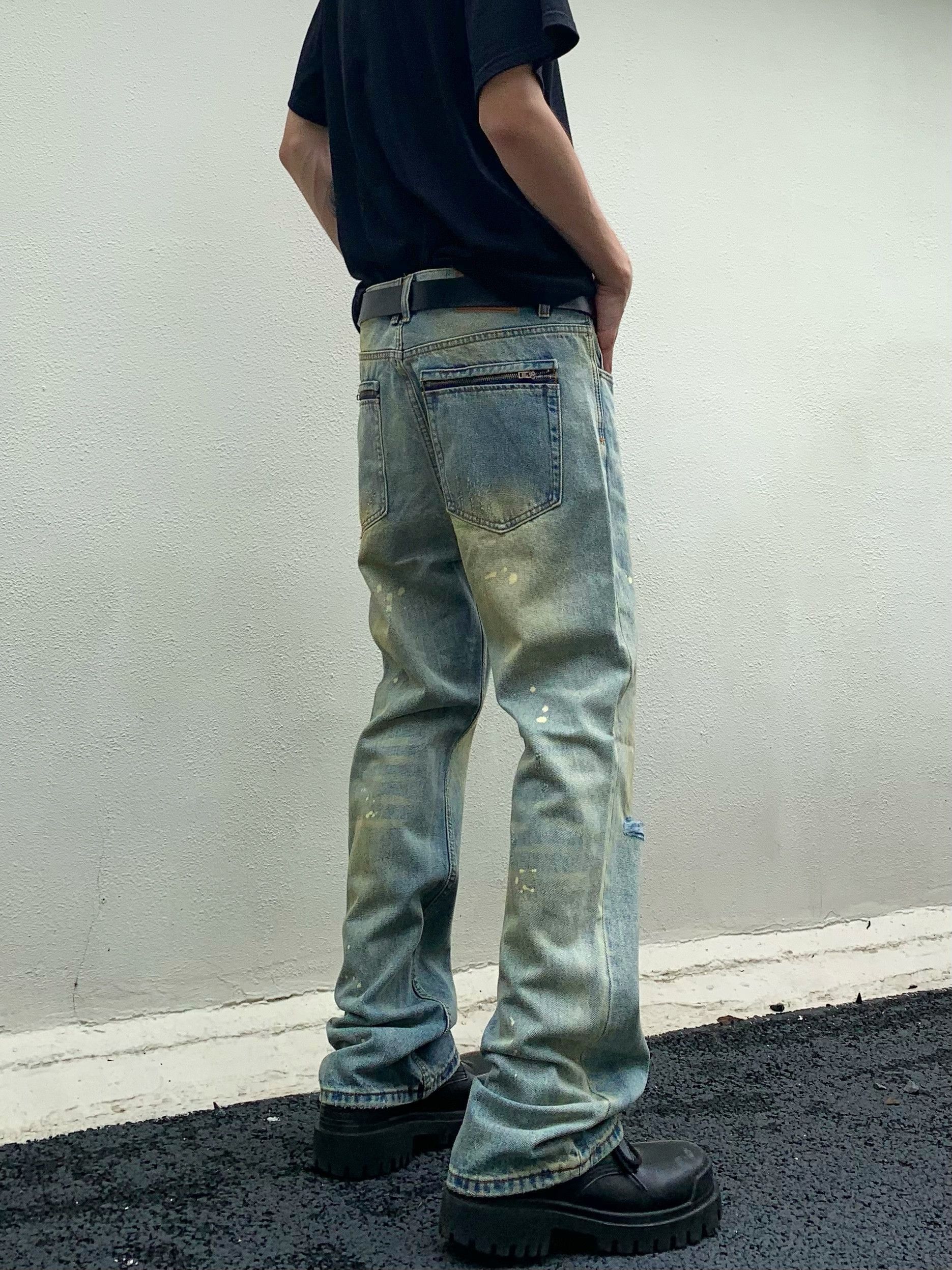 Fat Tokyo damaged faded paint grunge flared jeans Size US 28 / EU 44 - 6 Thumbnail