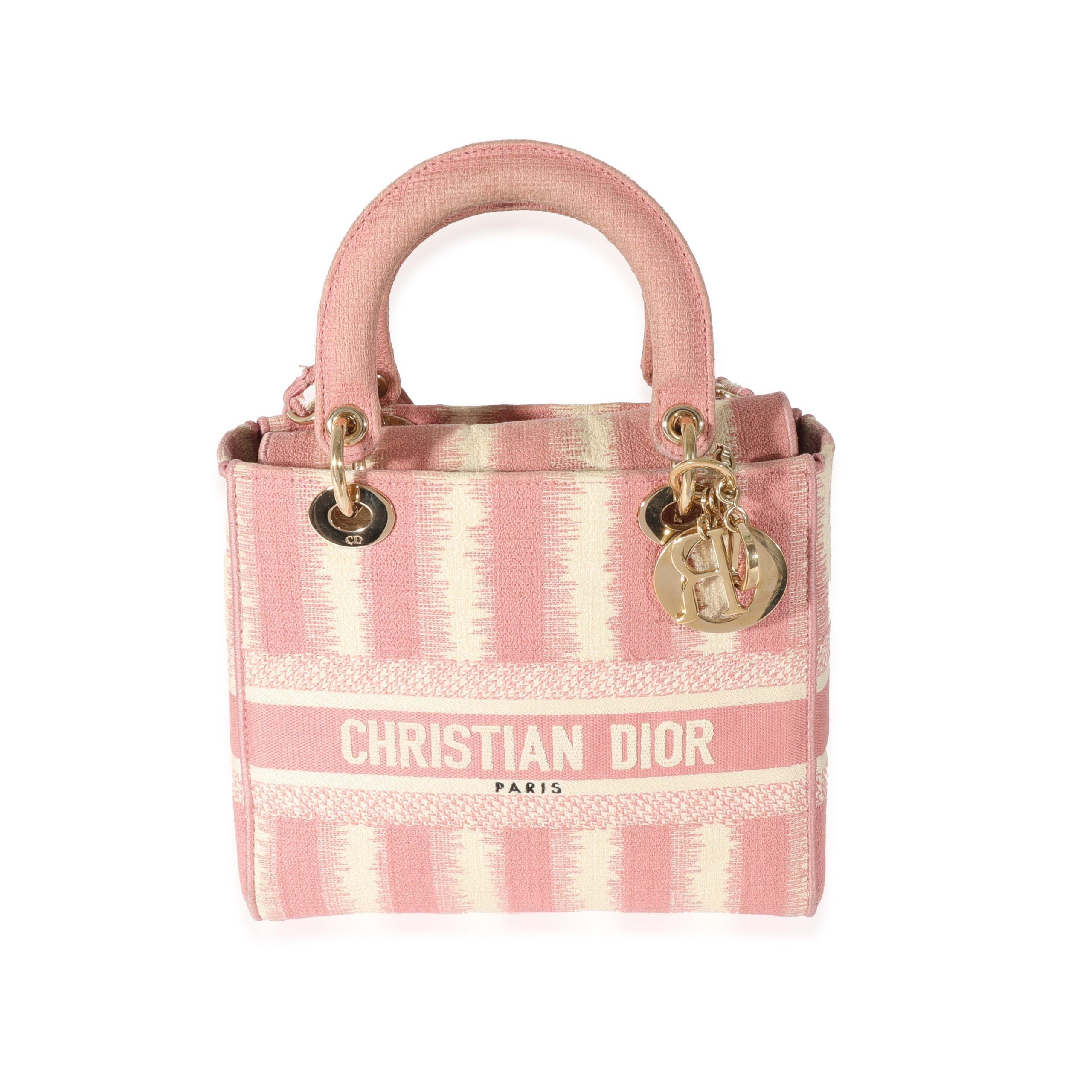 image of Christian Dior Pink Canvas Medium D-Stripes Lady D-Lite, Women's