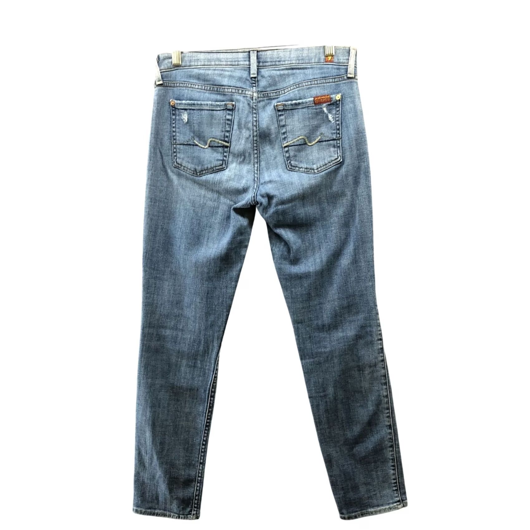 7 For All Mankind 7 For All Mankind Josefina Boyfriend Jeans Womens Size 25 Blue Distressed Soft Denim Cotton Blend Low Rise 5-Pocket Mens? Womens Size 42" / US 20 - 2 Thumbnail
