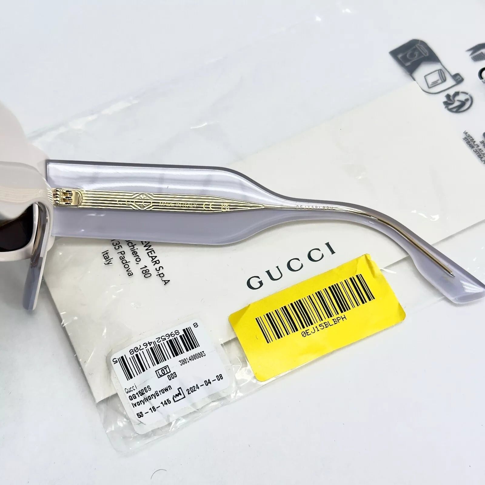 Gucci GUCCI 1528 Ivory Lilac Narrow Gg1528S Sunglasses 003 Size ONE SIZE - 3 Thumbnail